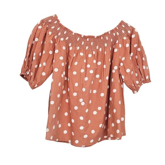 Women's - Roller Rabbit Denida Polka Dot Puff Sleeve Blouse, Size Small - Picture 8 of 8